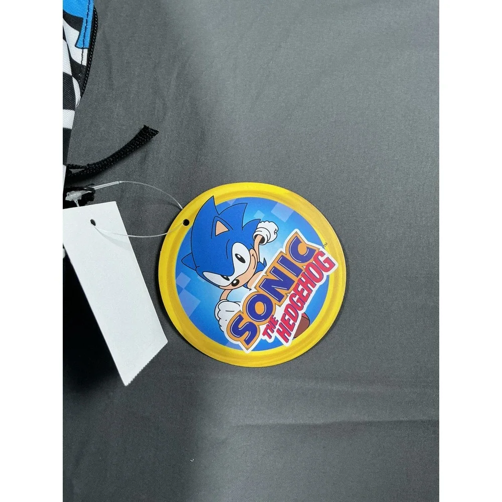 Sonic the Hedgehog Bioworld 17 Inch Backpack Checkered Blue Black White NWT